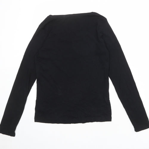 NEXT Womens Black 100% Cotton Basic T-Shirt Size 12 Boat Neck