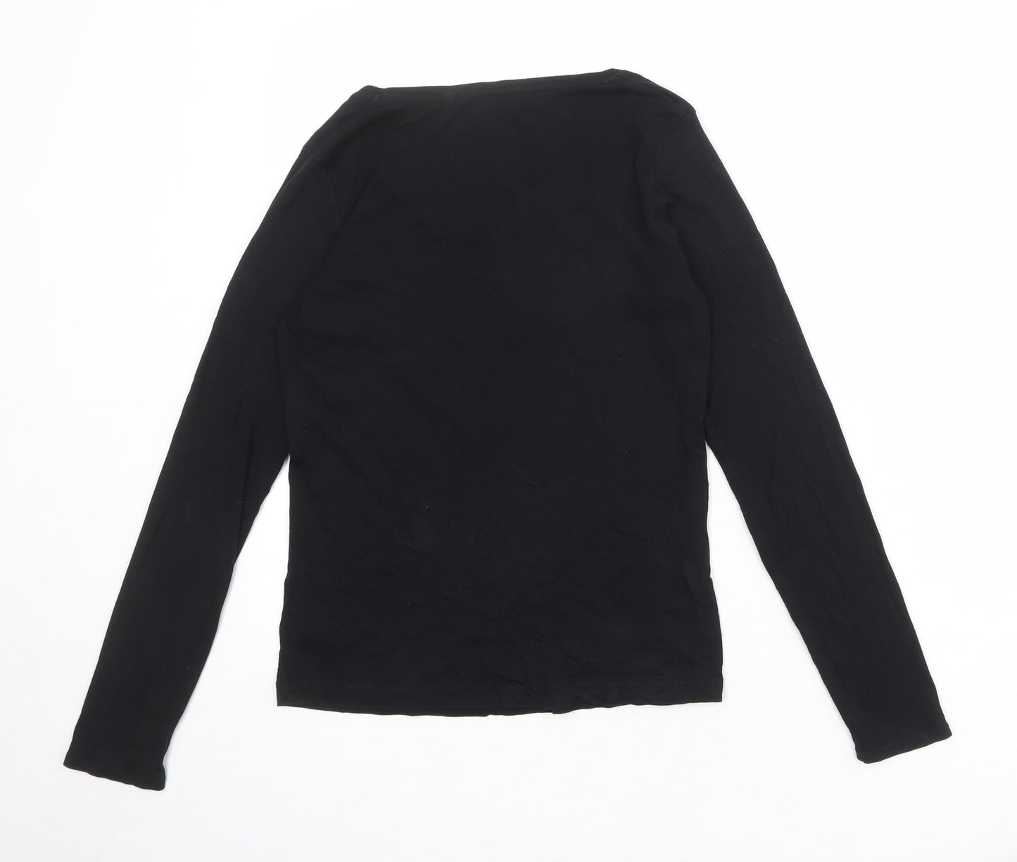 NEXT Womens Black 100% Cotton Basic T-Shirt Size 12 Boat Neck