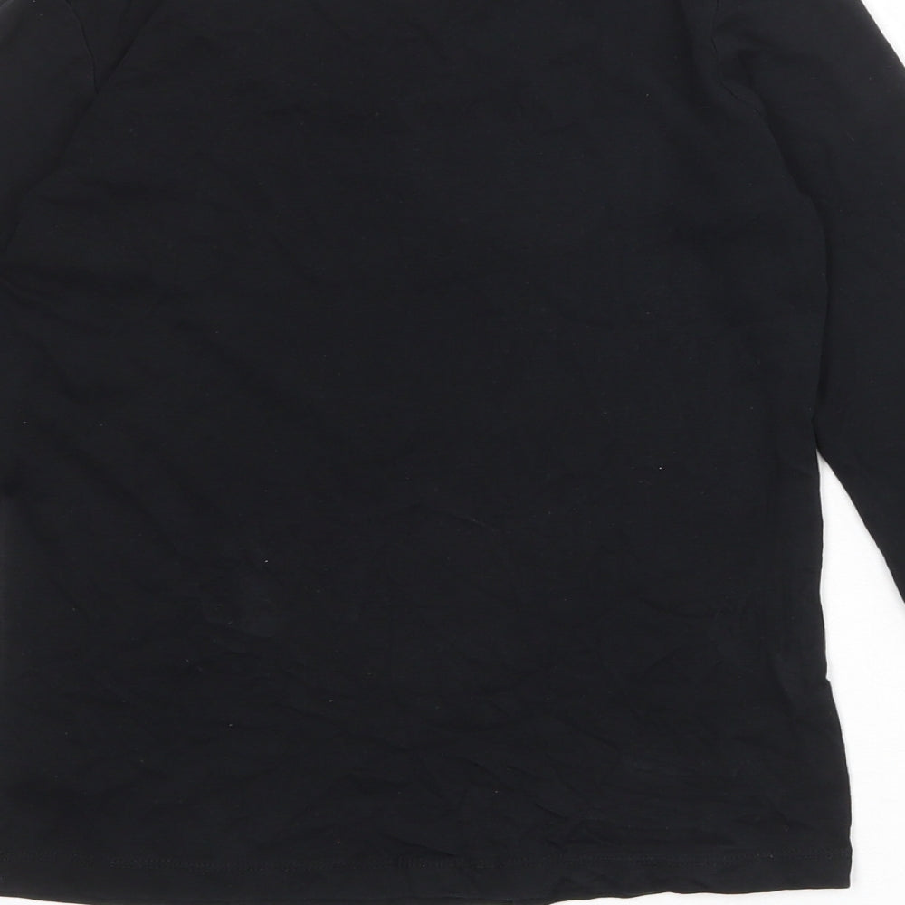 NEXT Womens Black 100% Cotton Basic T-Shirt Size 12 Boat Neck