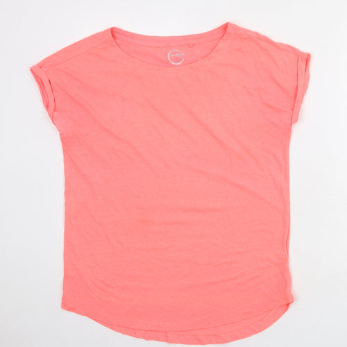 NEXT Womens Pink Polyester Basic T-Shirt Size 10 Boat Neck