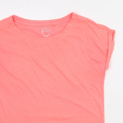 NEXT Womens Pink Polyester Basic T-Shirt Size 10 Boat Neck