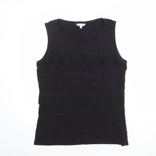 Per Una Womens Black Viscose Basic Tank Size 14 Boat Neck