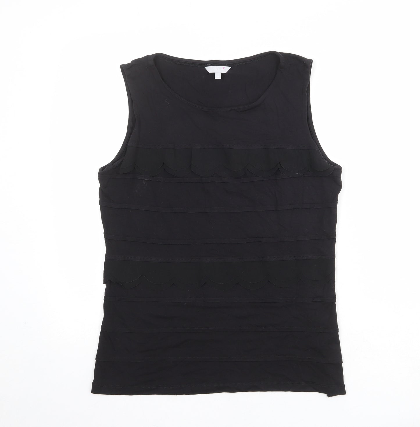 Per Una Womens Black Viscose Basic Tank Size 14 Boat Neck