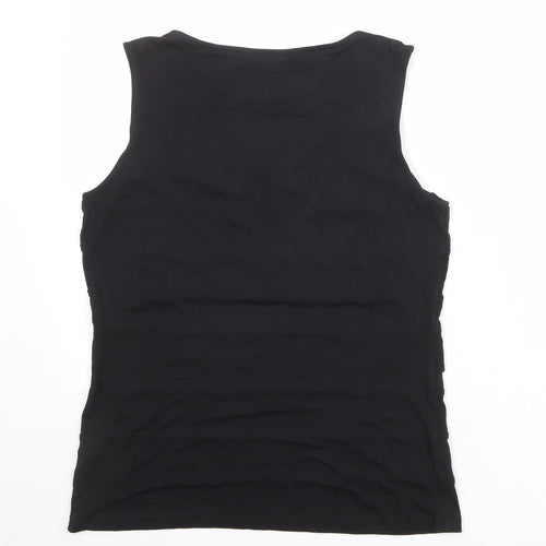 Per Una Womens Black Viscose Basic Tank Size 14 Boat Neck