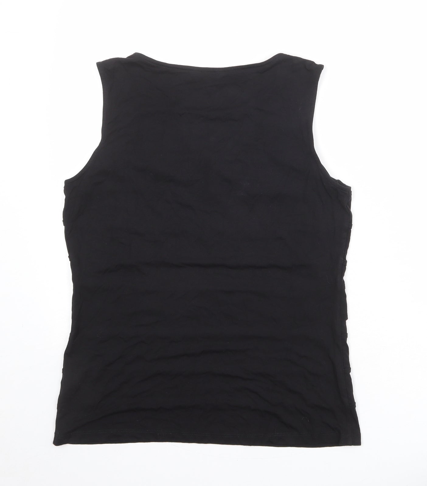 Per Una Womens Black Viscose Basic Tank Size 14 Boat Neck