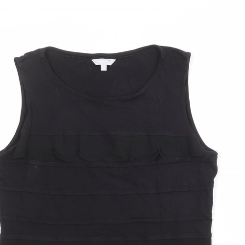 Per Una Womens Black Viscose Basic Tank Size 14 Boat Neck