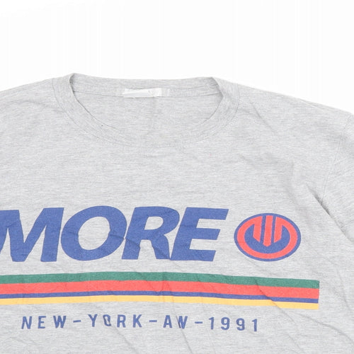 Cooperative Womens Grey Polyester Basic T-Shirt Size M Crew Neck - New York Size M-L