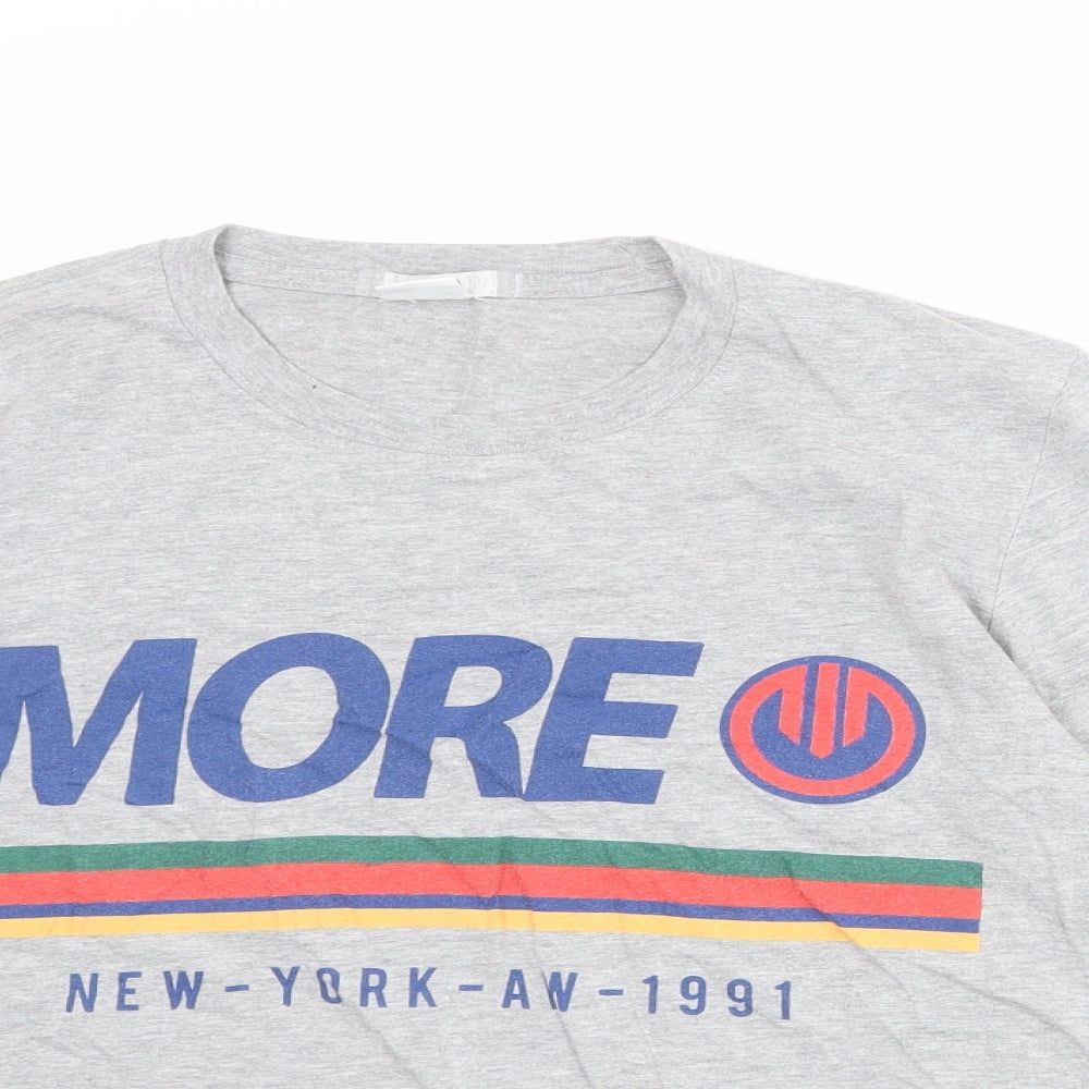 Cooperative Womens Grey Polyester Basic T-Shirt Size M Crew Neck - New York Size M-L