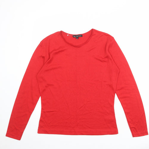 Joie de Vivre Womens Red Viscose Basic T-Shirt Size M Round Neck - Size M-L