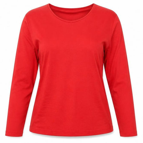 Joie de Vivre Womens Red Viscose Basic T-Shirt Size M Round Neck - Size M-L
