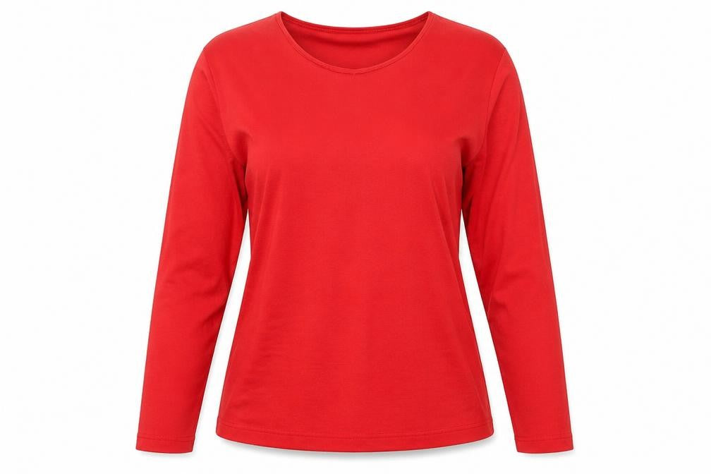 Joie de Vivre Womens Red Viscose Basic T-Shirt Size M Round Neck - Size M-L