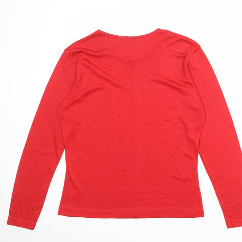Joie de Vivre Womens Red Viscose Basic T-Shirt Size M Round Neck - Size M-L