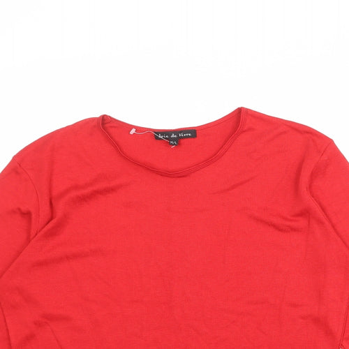 Joie de Vivre Womens Red Viscose Basic T-Shirt Size M Round Neck - Size M-L