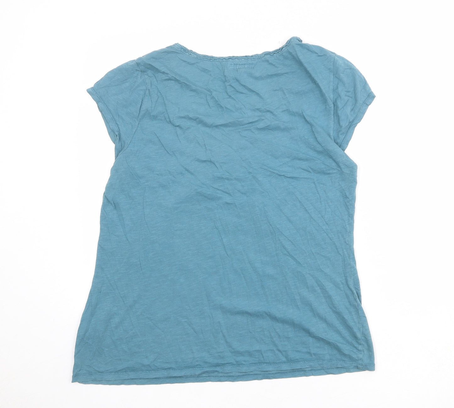 White Stuff Womens Blue 100% Cotton Basic T-Shirt Size 16 Scoop Neck