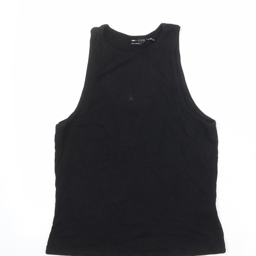 ASOS Womens Black Viscose Basic Tank Size 10 Round Neck - Ribbed