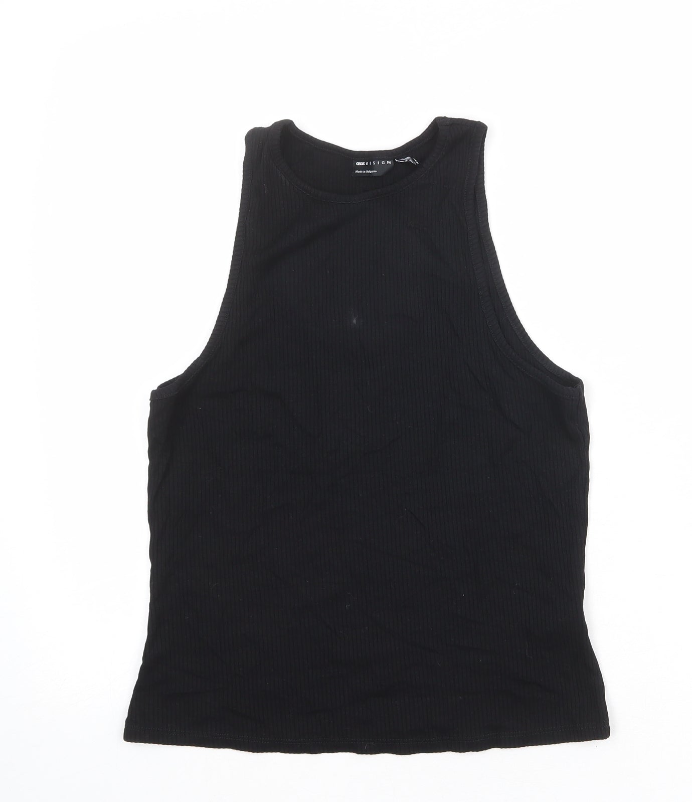 ASOS Womens Black Viscose Basic Tank Size 10 Round Neck - Ribbed