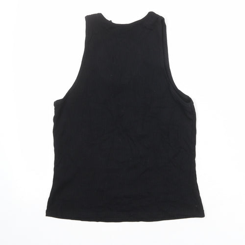 ASOS Womens Black Viscose Basic Tank Size 10 Round Neck - Ribbed