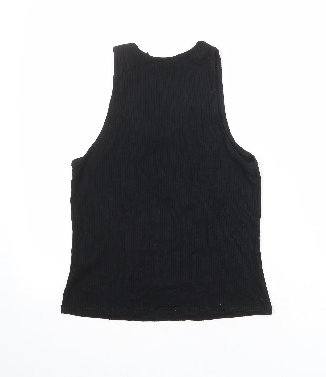 ASOS Womens Black Viscose Basic Tank Size 10 Round Neck - Ribbed