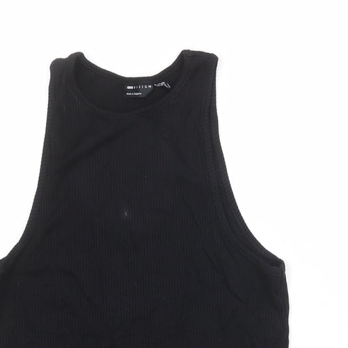ASOS Womens Black Viscose Basic Tank Size 10 Round Neck - Ribbed