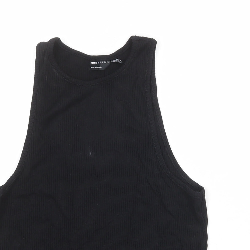 ASOS Womens Black Viscose Basic Tank Size 10 Round Neck - Ribbed