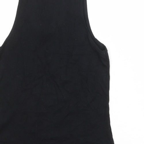 ASOS Womens Black Viscose Basic Tank Size 10 Round Neck - Ribbed