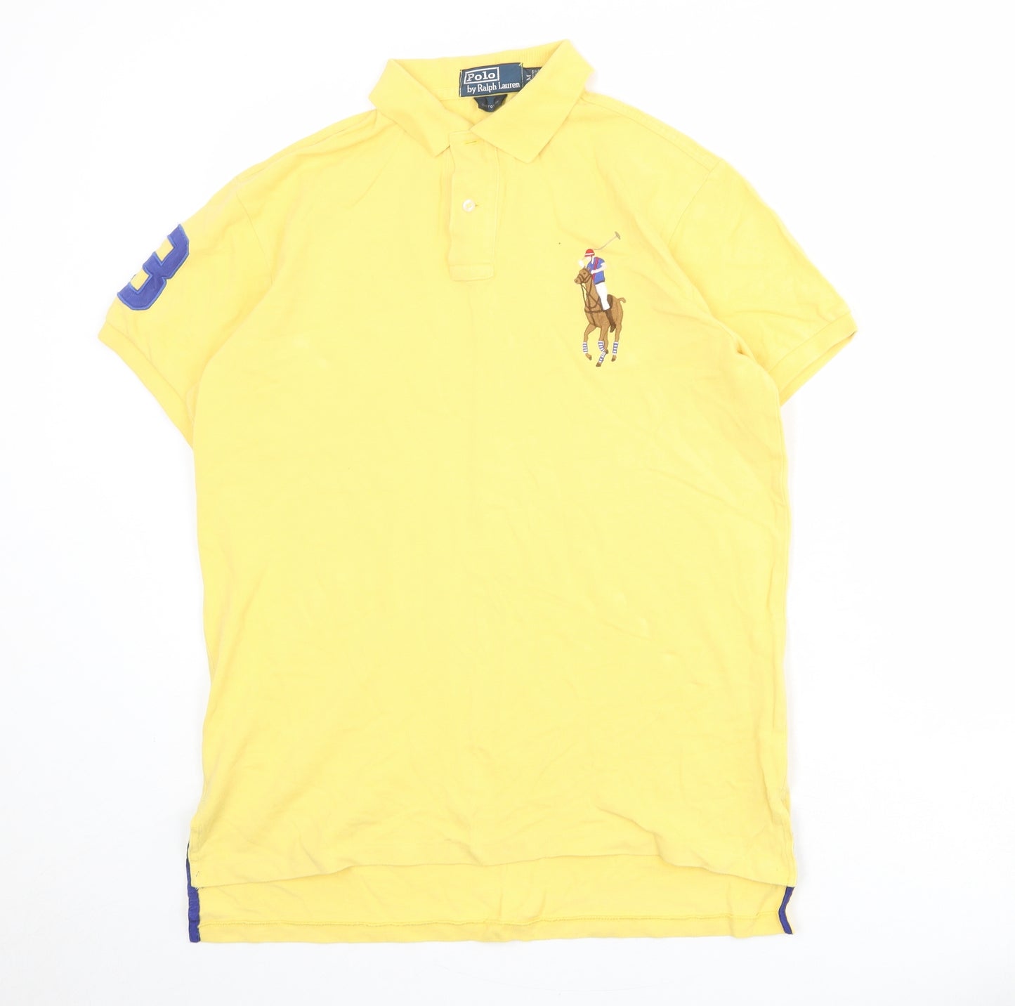 Polo Ralph Lauren Mens Yellow 100% Cotton Polo Size M Collared Button