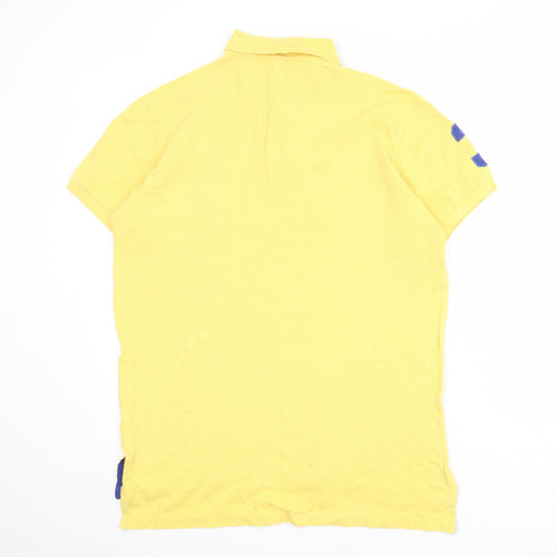 Polo Ralph Lauren Mens Yellow 100% Cotton Polo Size M Collared Button