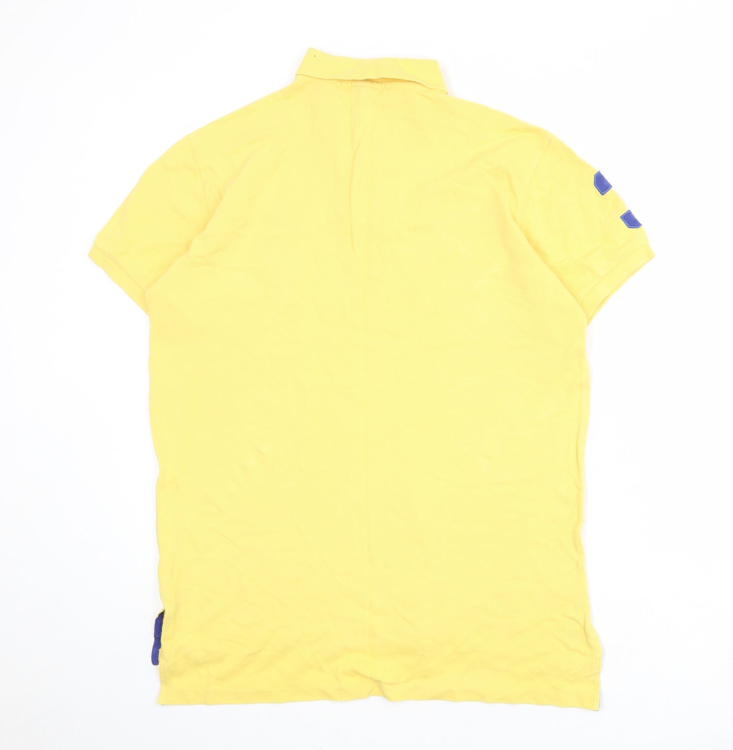 Polo Ralph Lauren Mens Yellow 100% Cotton Polo Size M Collared Button
