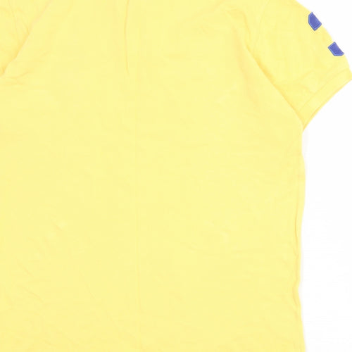 Polo Ralph Lauren Mens Yellow 100% Cotton Polo Size M Collared Button