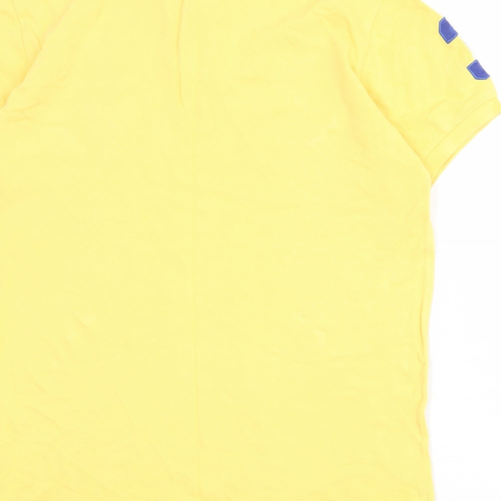 Polo Ralph Lauren Mens Yellow 100% Cotton Polo Size M Collared Button