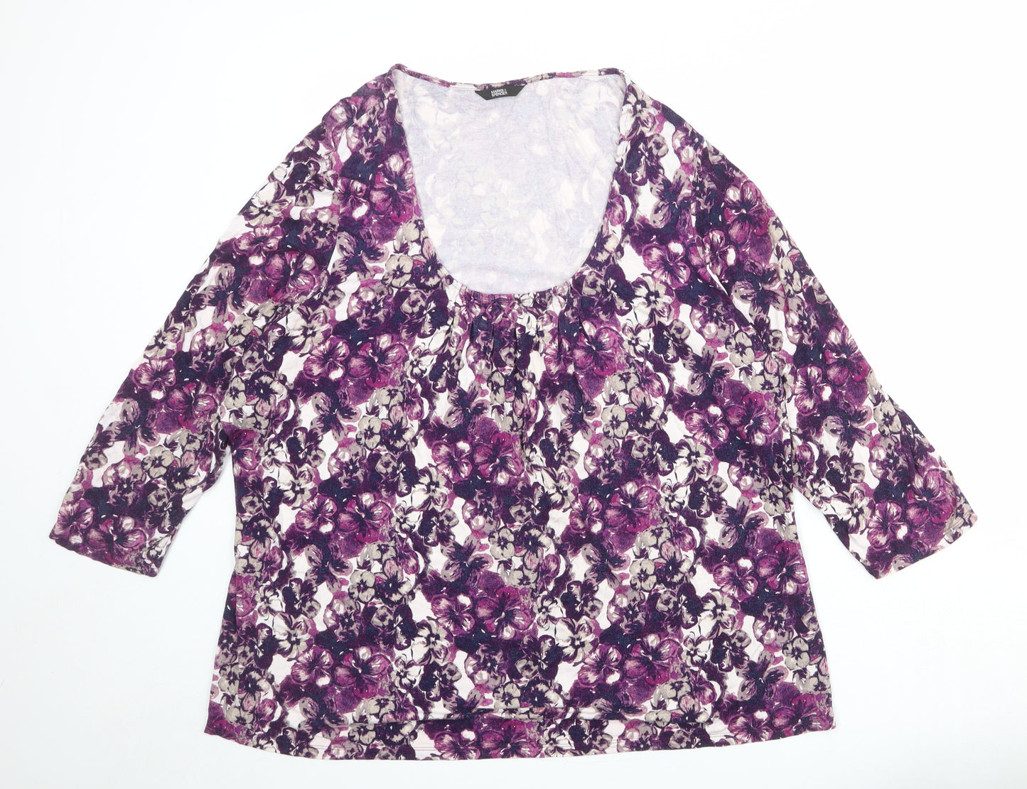 Marks and Spencer Womens Multicoloured Floral Viscose Basic Blouse Size 24 Scoop Neck