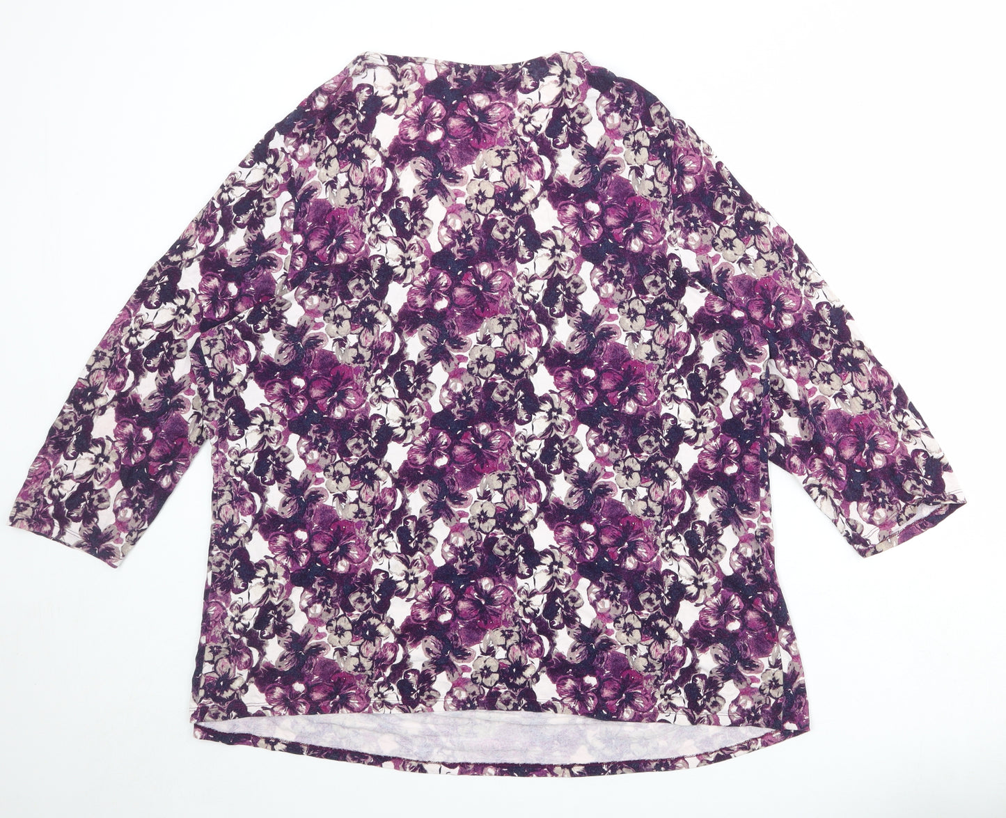 Marks and Spencer Womens Multicoloured Floral Viscose Basic Blouse Size 24 Scoop Neck