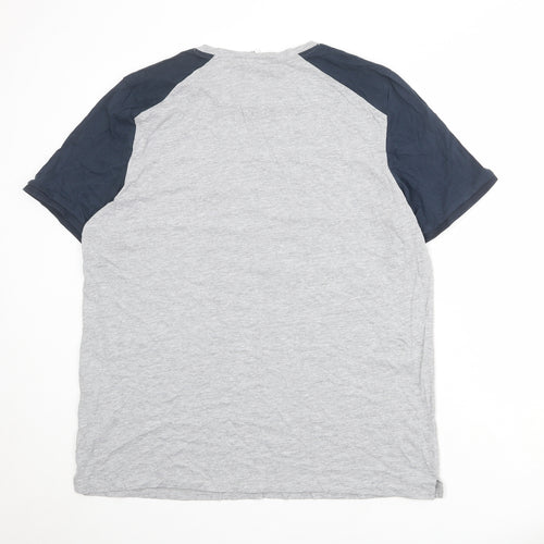 NFL Mens Grey Colourblock Cotton T-Shirt Size 2XL Round Neck