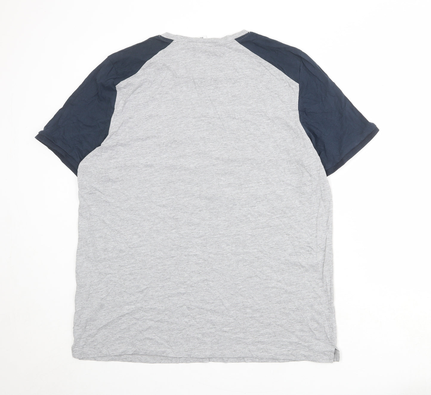 NFL Mens Grey Colourblock Cotton T-Shirt Size 2XL Round Neck