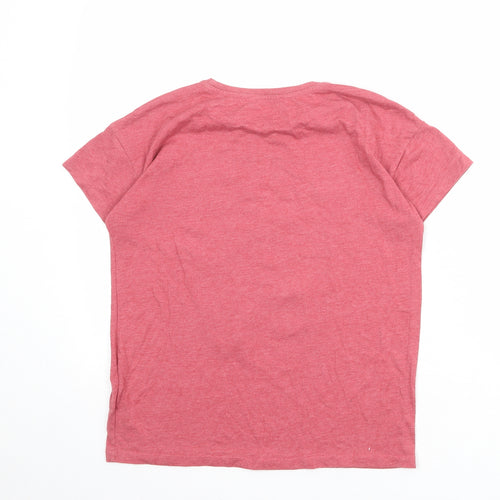 Marks and Spencer Girls Red Polyester Basic T-Shirt Size 12-13 Years Crew Neck Pullover - Zebra Wild Spirit
