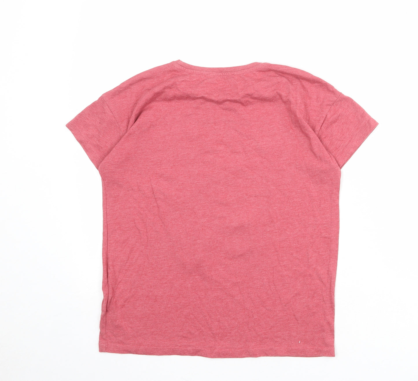 Marks and Spencer Girls Red Polyester Basic T-Shirt Size 12-13 Years Crew Neck Pullover - Zebra Wild Spirit