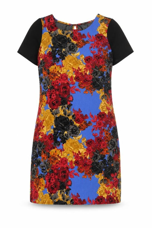 Front view of Next women’s multicoloured floral polyester shift, size UK 10, round neck button