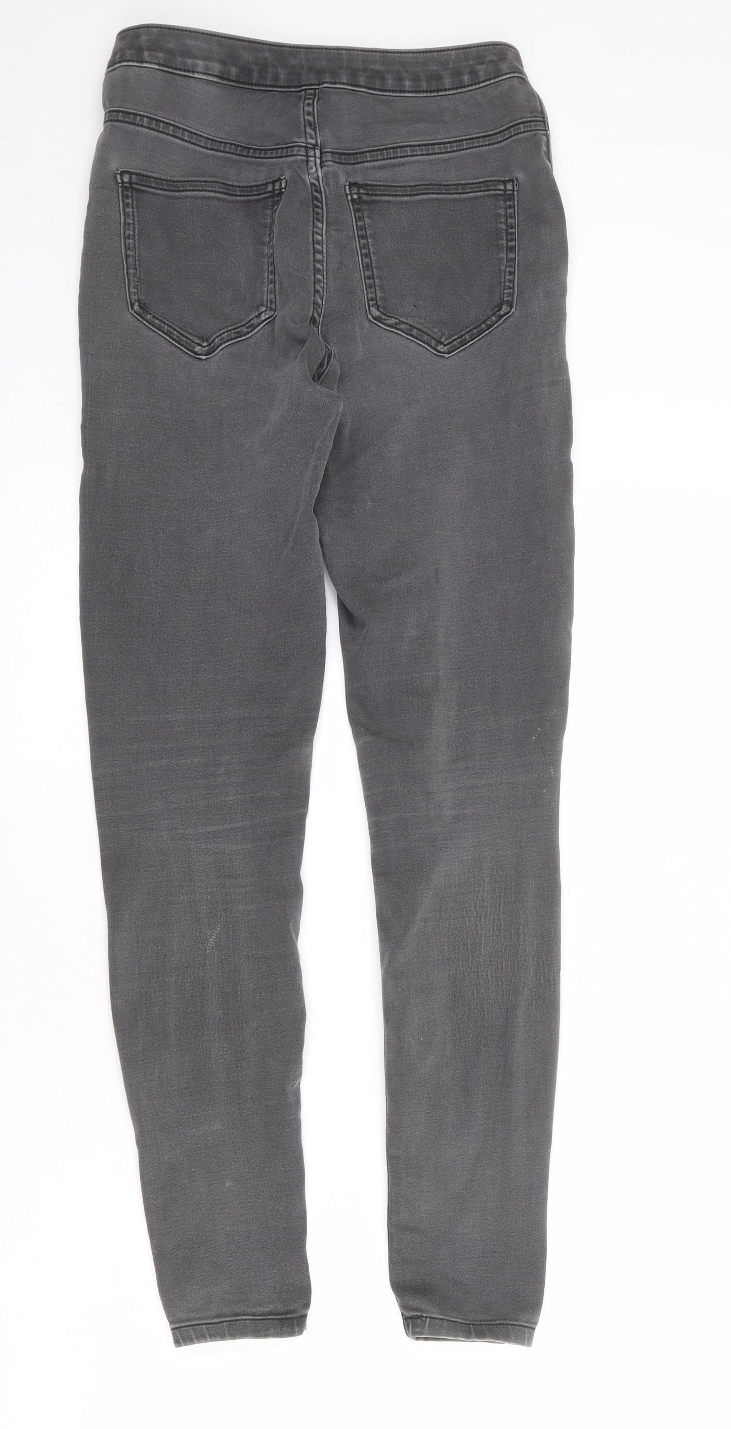 Marks and Spencer Womens Grey Cotton Skinny Jeans Size 8 Regular Zip