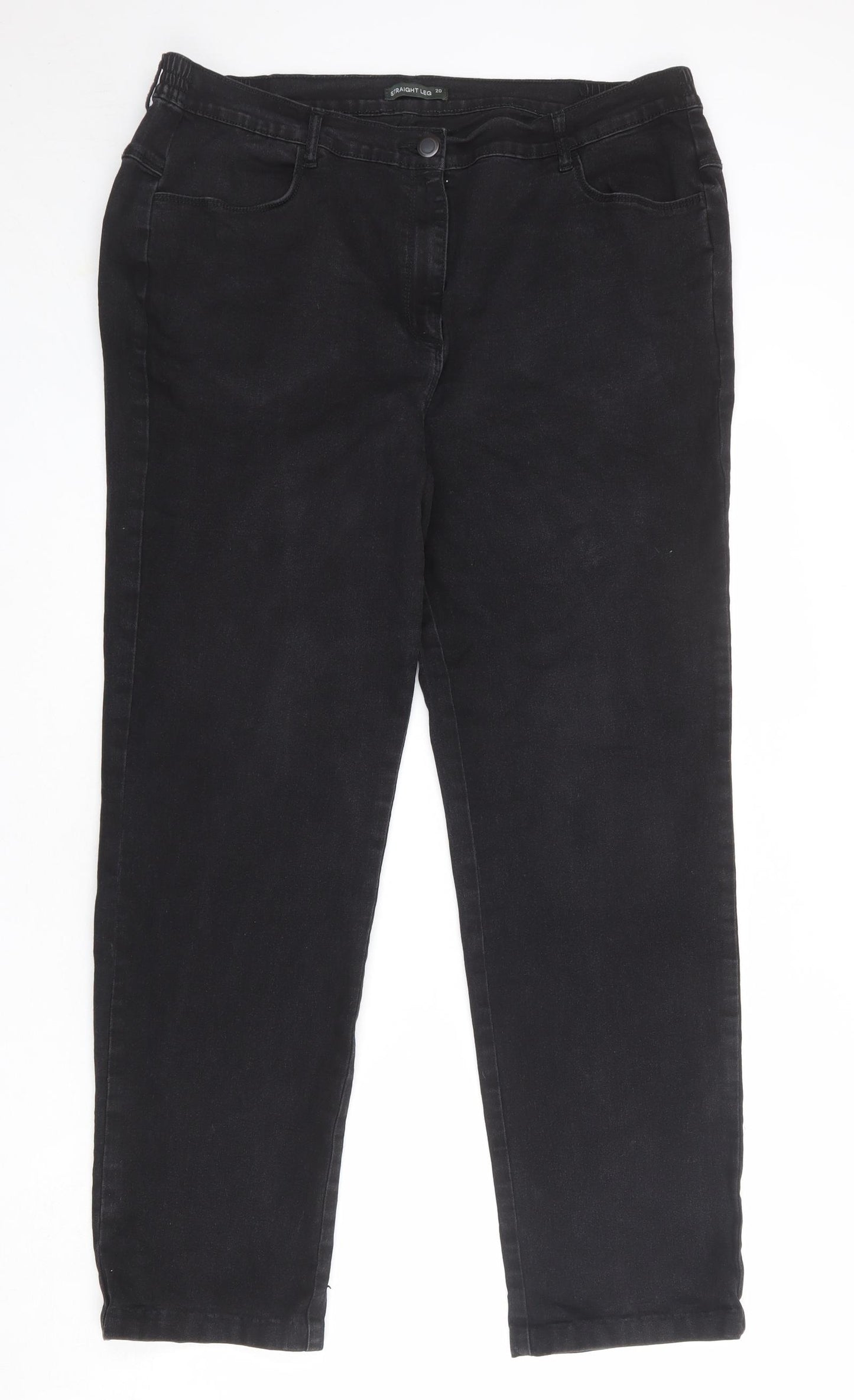 Bonmarché Womens Black Cotton Straight Jeans Size 20 Regular Zip