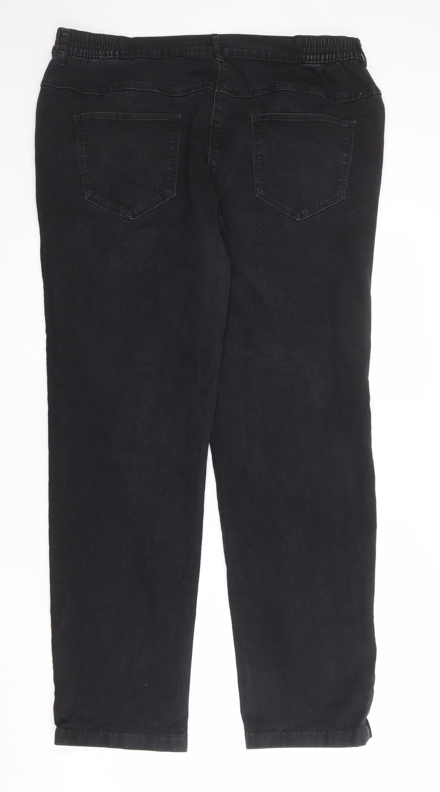Bonmarché Womens Black Cotton Straight Jeans Size 20 Regular Zip
