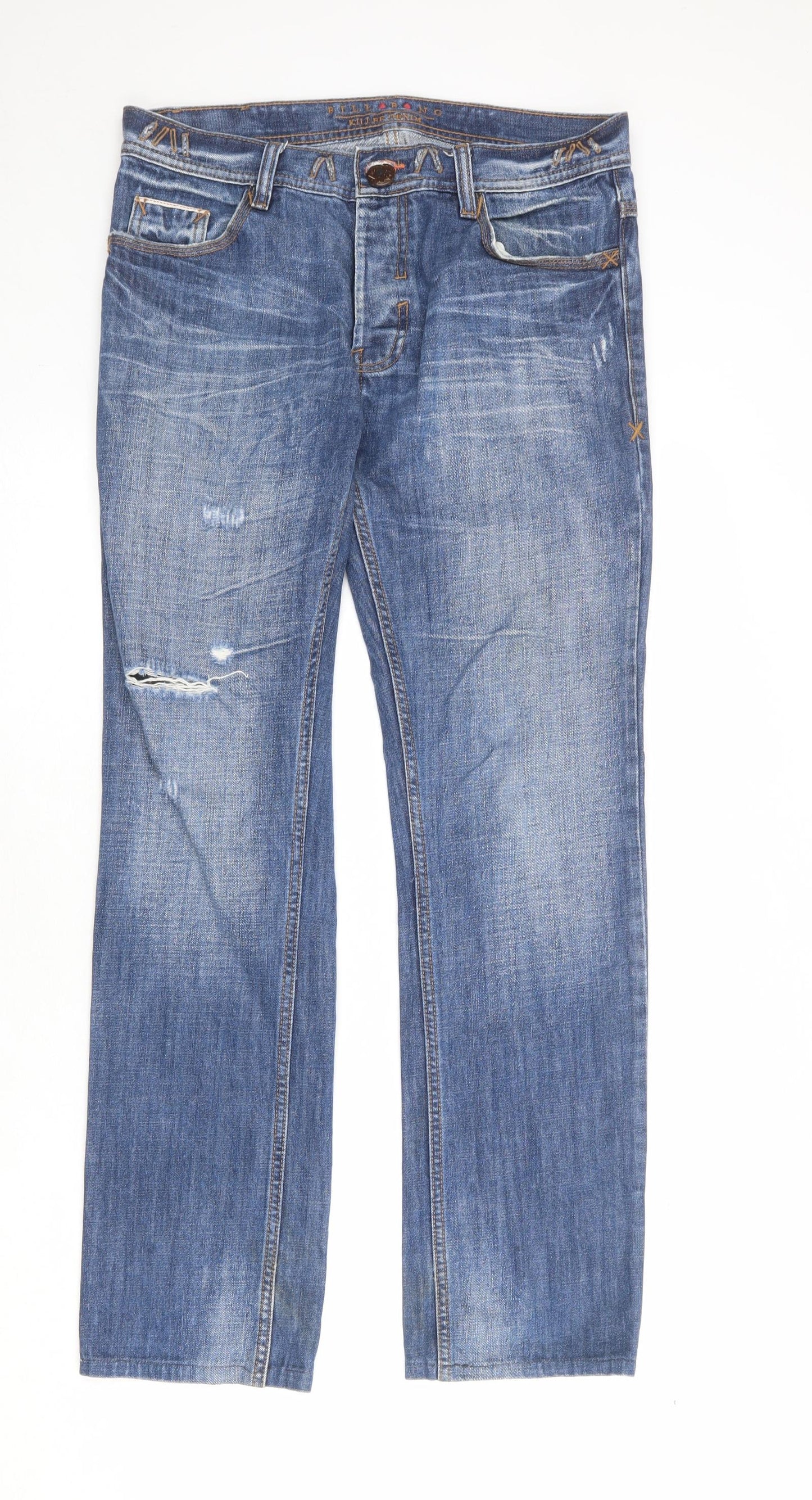 Billabong Mens Blue Cotton Straight Jeans Size 30 in Regular Button