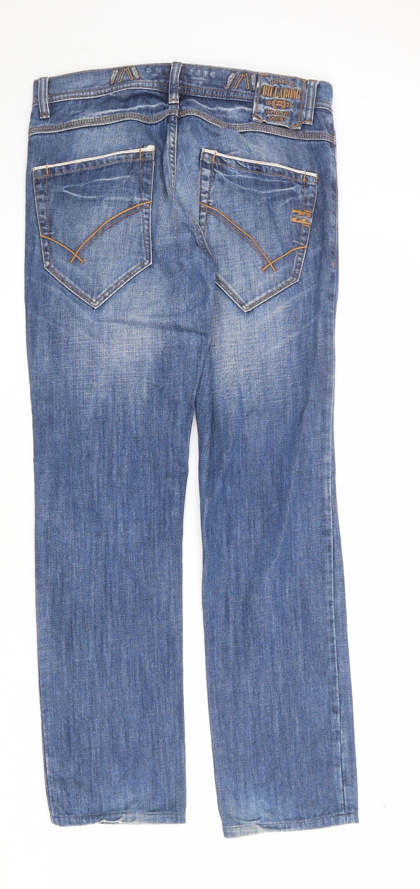 Billabong Mens Blue Cotton Straight Jeans Size 30 in Regular Button