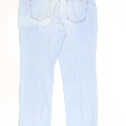 Marks and Spencer Womens Blue Cotton Straight Jeans Size 14 Regular Zip
