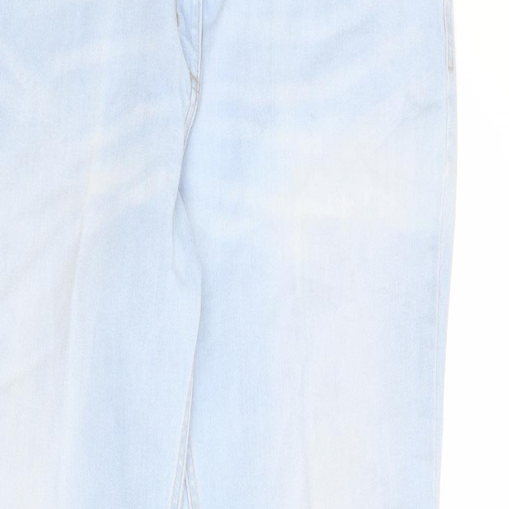 Marks and Spencer Womens Blue Cotton Straight Jeans Size 14 Regular Zip