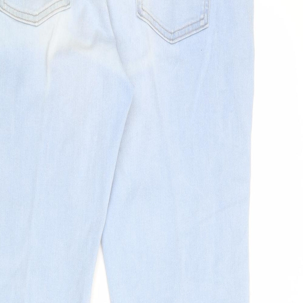 Marks and Spencer Womens Blue Cotton Straight Jeans Size 14 Regular Zip