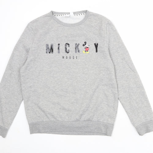Disney Womens Grey Polyester Pullover Sweatshirt Size 10 Pullover - Mickey Mouse Size 10-12