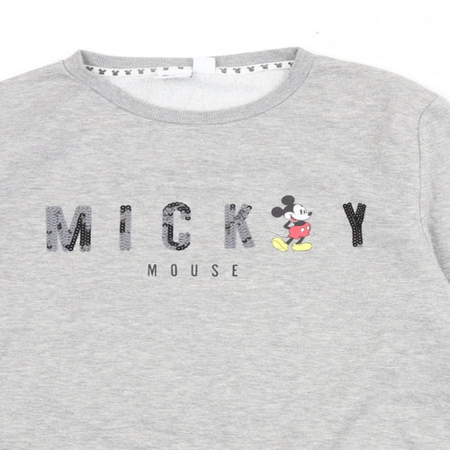 Disney Womens Grey Polyester Pullover Sweatshirt Size 10 Pullover - Mickey Mouse Size 10-12