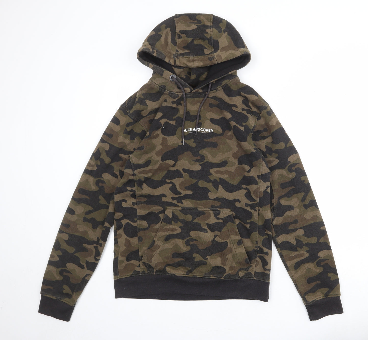 Duck and Cover Mens Multicoloured Camouflage Polyester Pullover Hoodie Size M