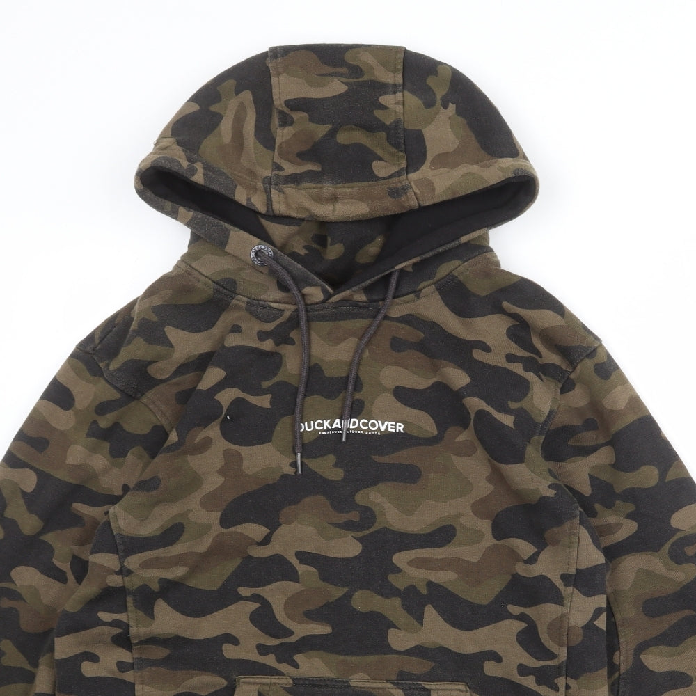 Duck and Cover Mens Multicoloured Camouflage Polyester Pullover Hoodie Size M