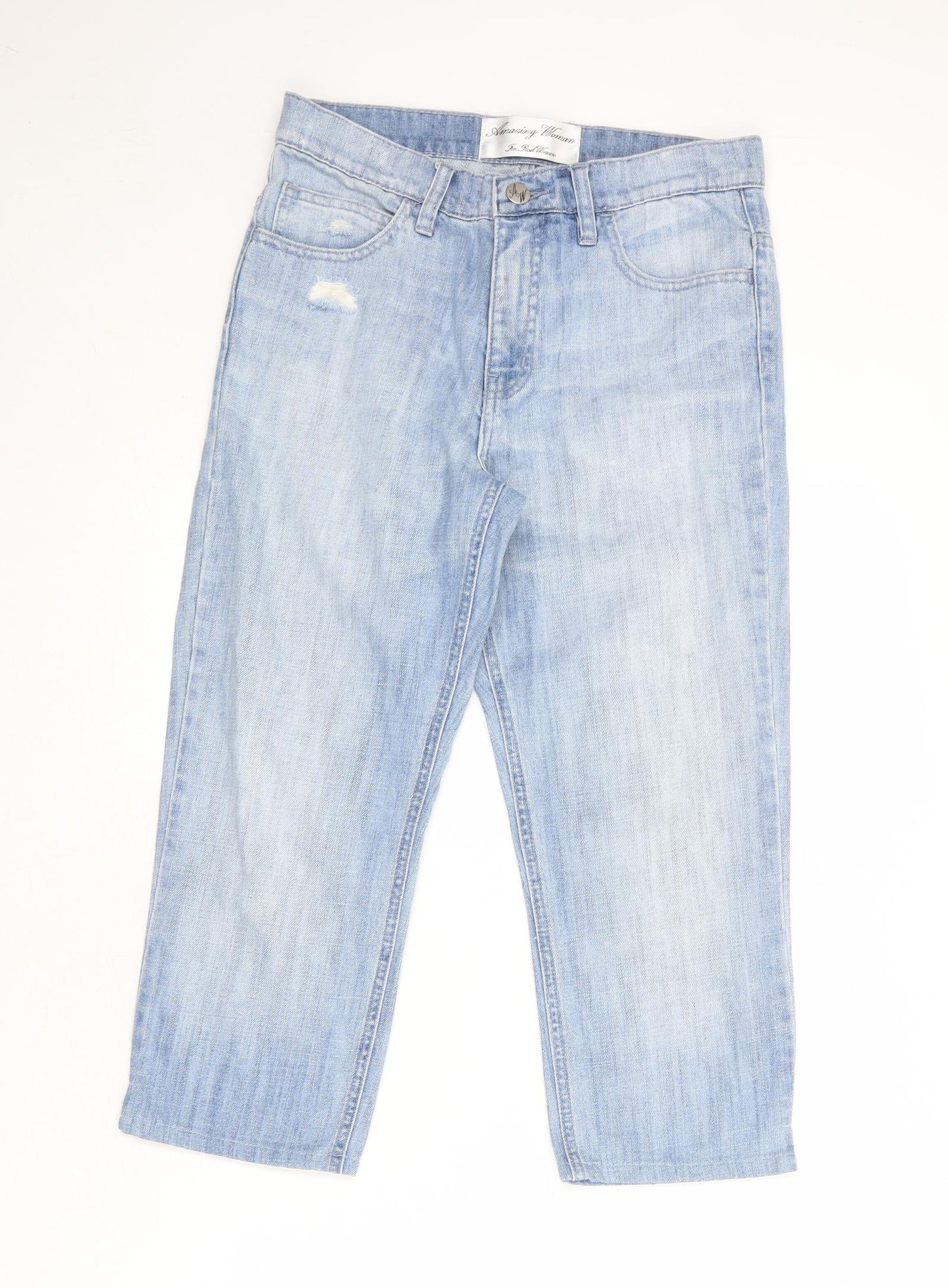 Amazing Woman Womens Blue Cotton Straight Jeans Size 10 Regular Zip